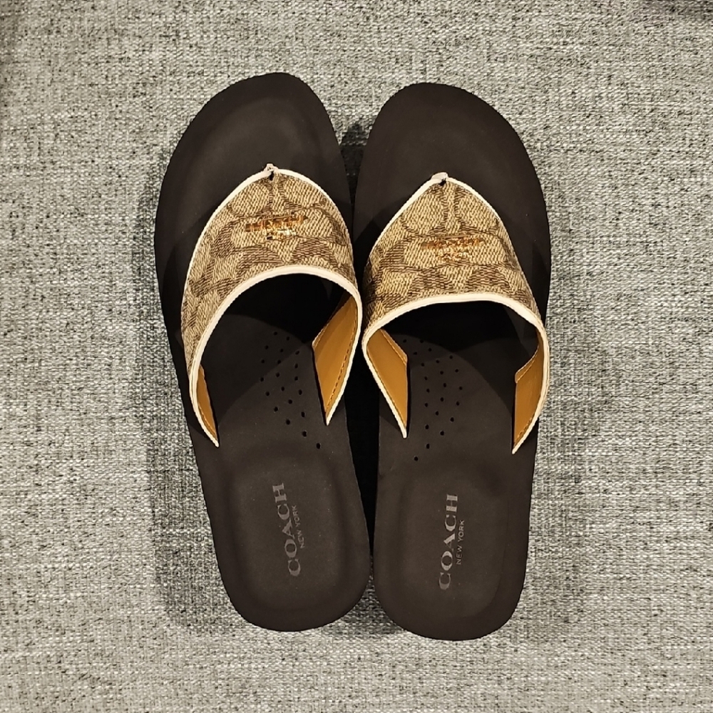 Coach Brown and Tan Sandals Size 7.5 NWT